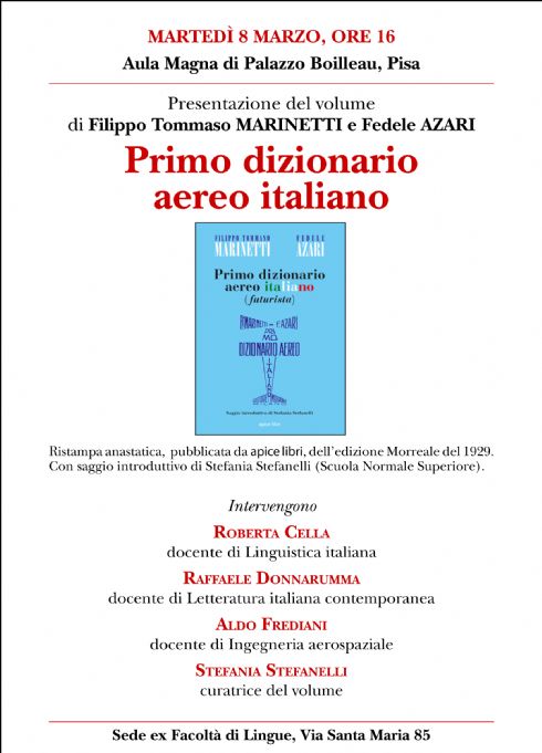 Il Dizionario aereo di Marinetti a Pisa